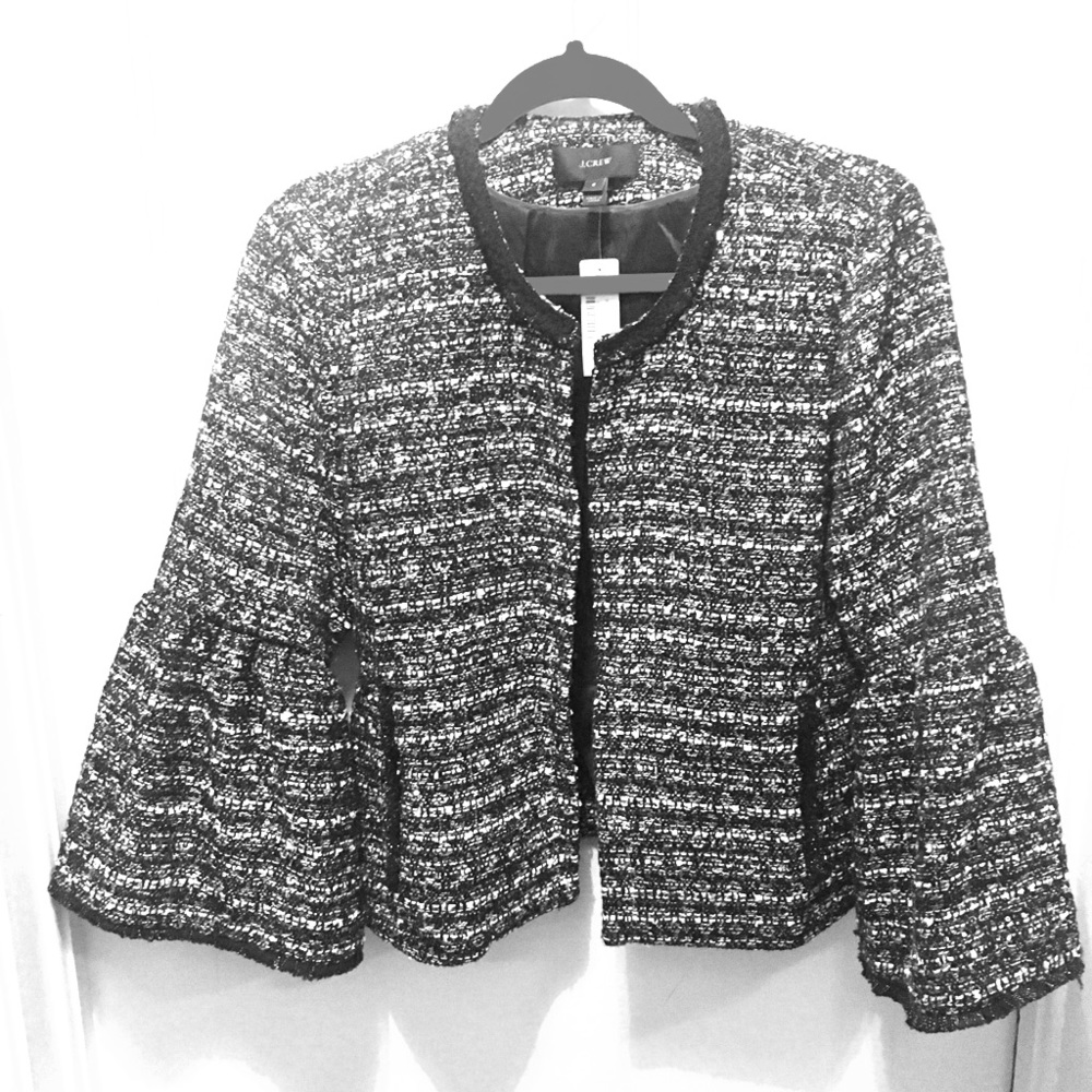 NWT Jcrew tweed sequin bell sleeve jacket